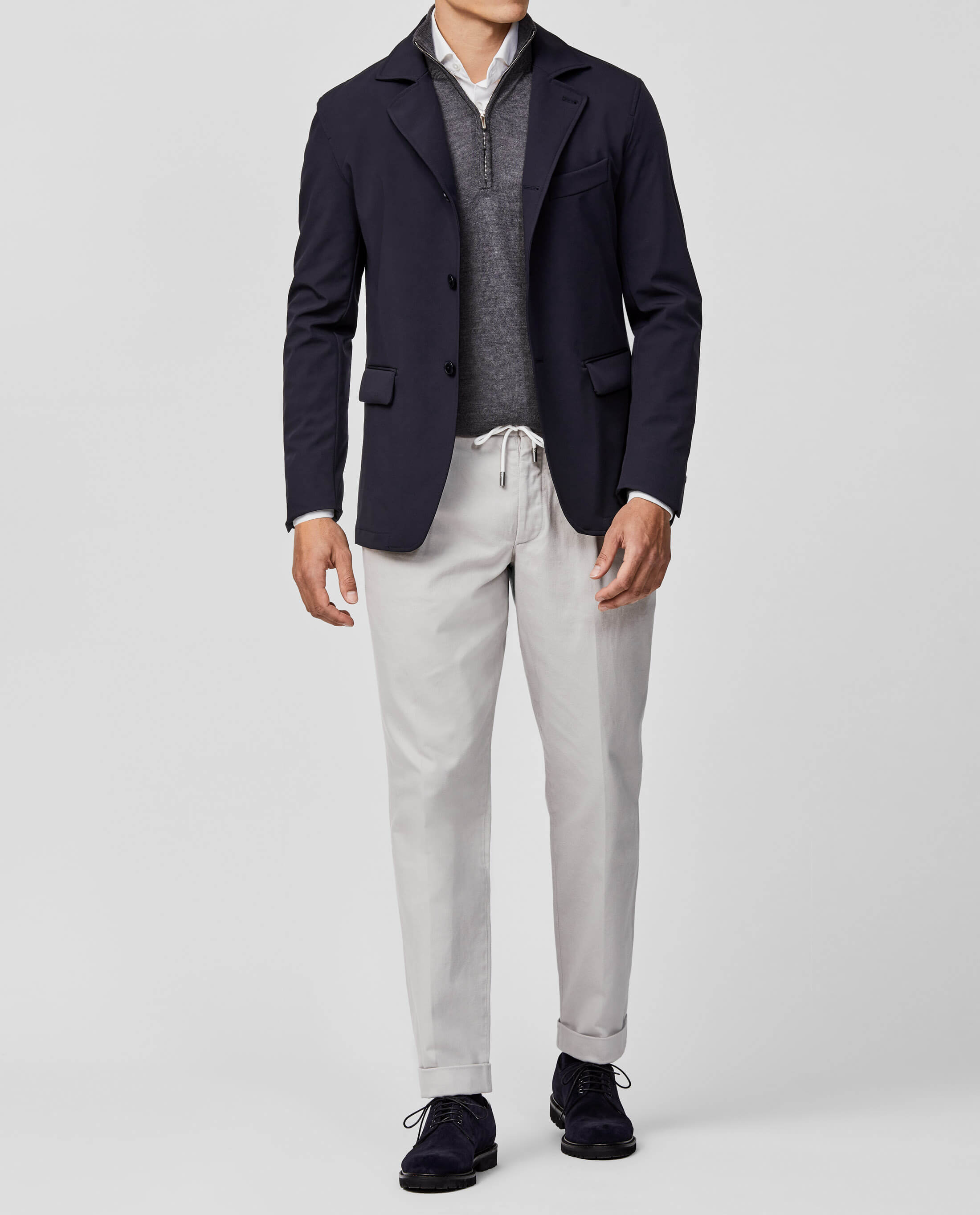 Olmetex Midnight Blue Stretch Bonded Water-Repellent Technical Lightweight Informal Jacket