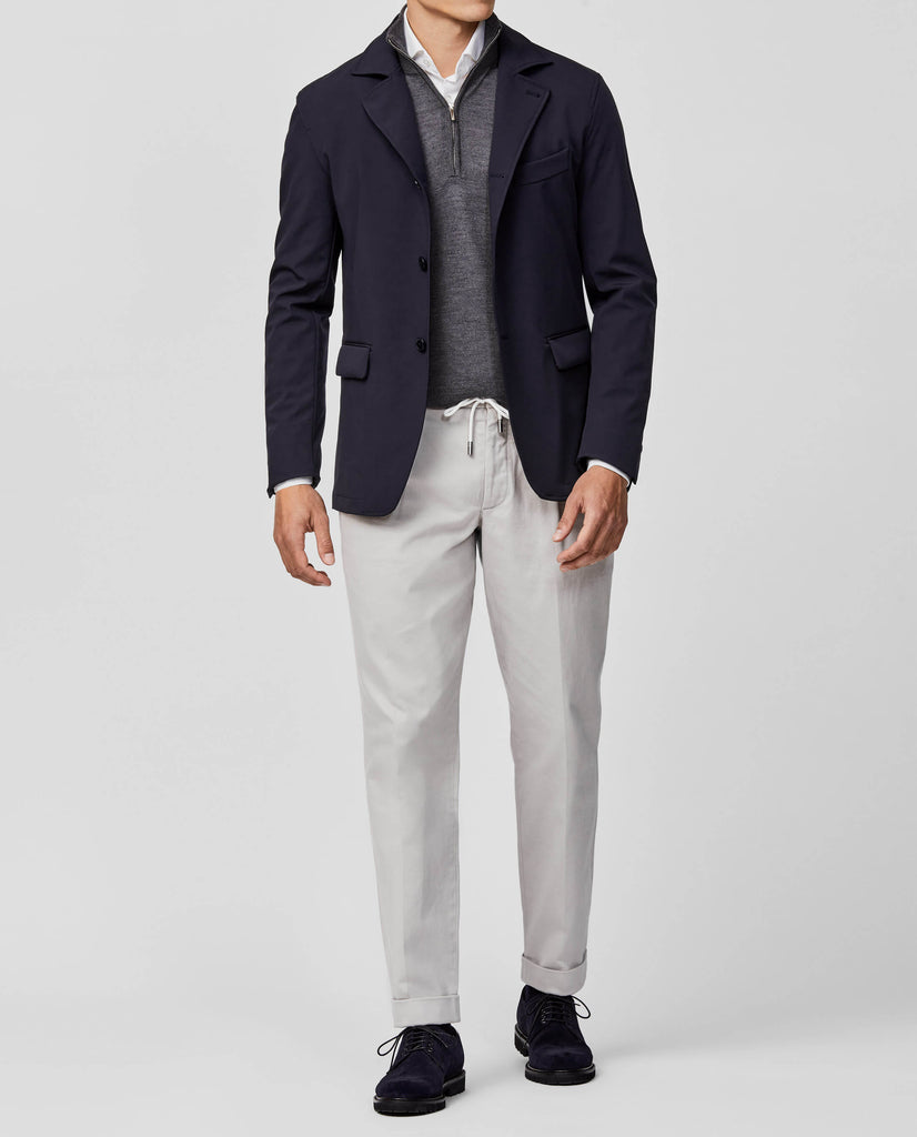 Olmetex Midnight Blue Stretch Bonded Water-Repellent Technical Lightweight Informal Jacket