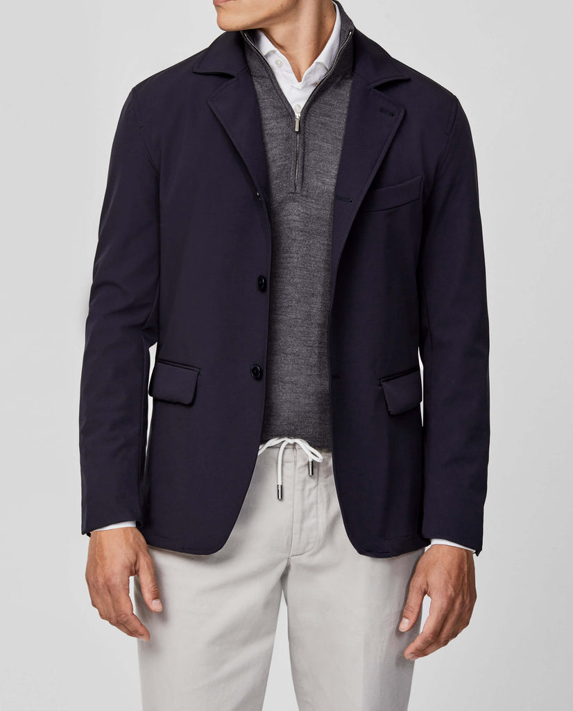 Olmetex Midnight Blue Stretch Bonded Water-Repellent Technical Lightweight Informal Jacket