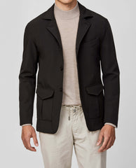 Olmetex Black Stretch Bonded Water-Repellent Technical Lightweight Informal Jacket