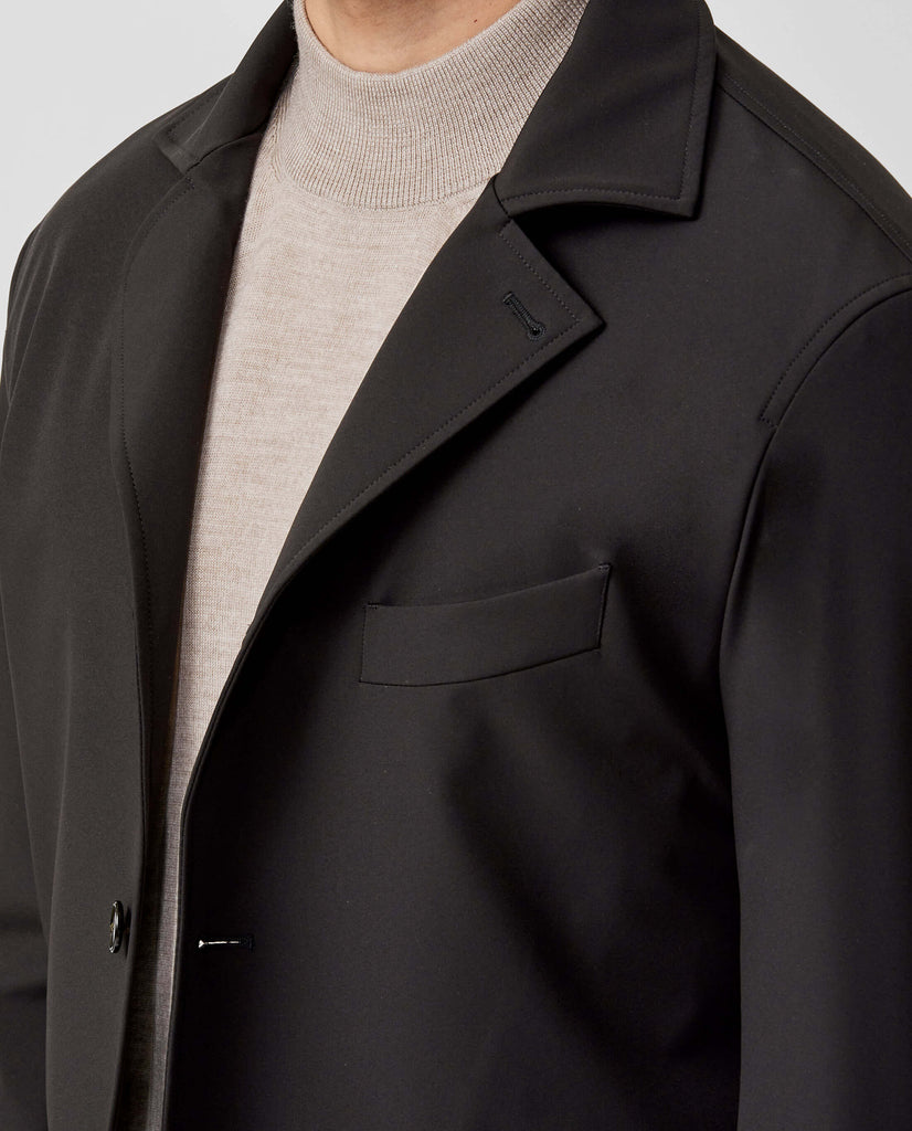 Olmetex Black Stretch Bonded Water-Repellent Technical Lightweight Informal Jacket