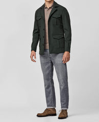 Olmetex Green Stretch Bonded Water-Repellent Technical Lightweight Informal Safari Jacket