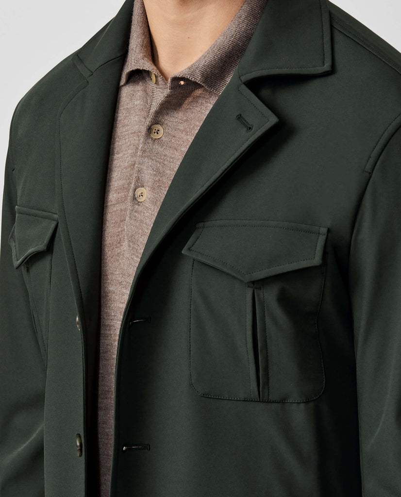 Olmetex Green Stretch Bonded Water-Repellent Technical Lightweight Informal Safari Jacket