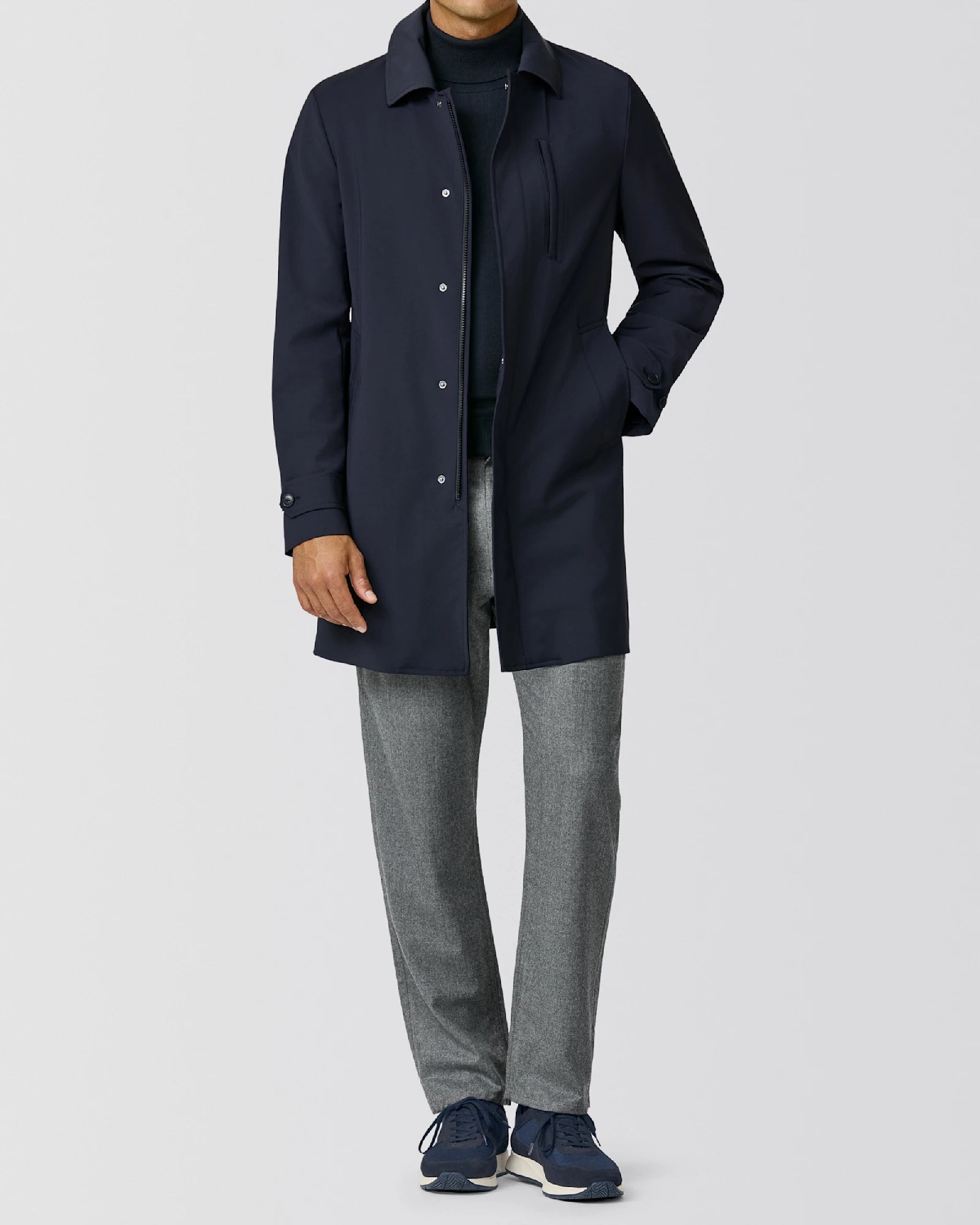 Olmetex Midnight Blue Stretch Bonded Water-Repellent Tech Wool