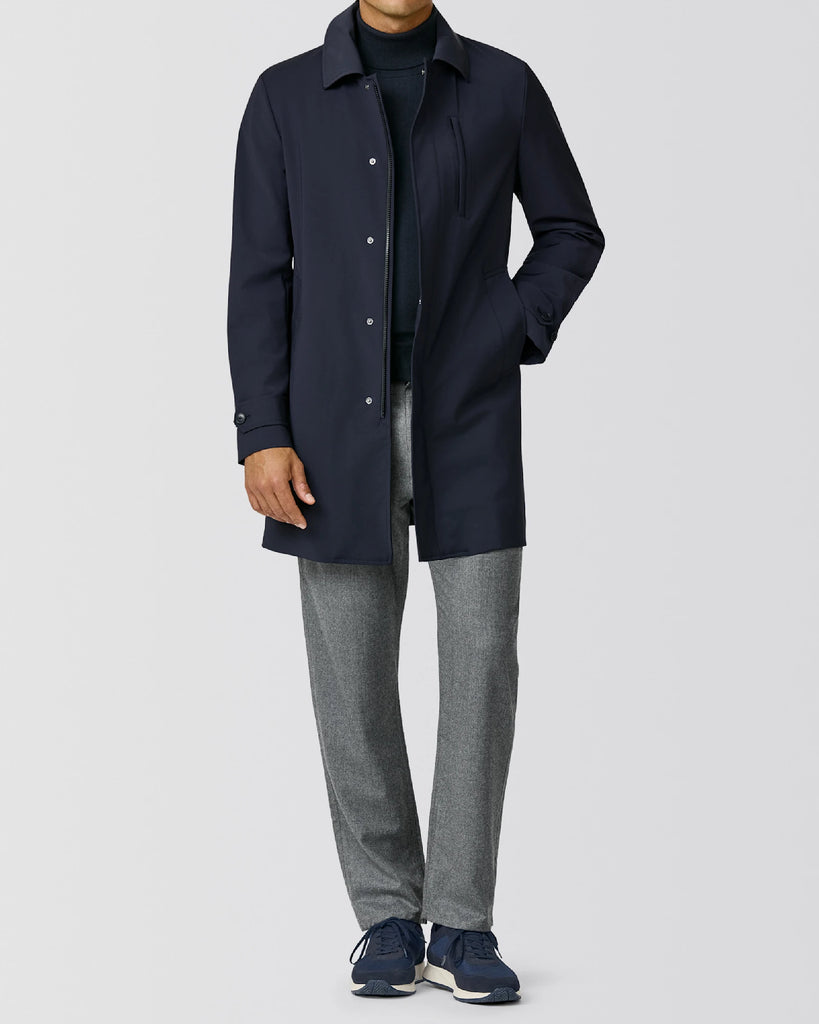 Olmetex Midnight Blue Stretch Bonded Water-Repellent Tech Wool