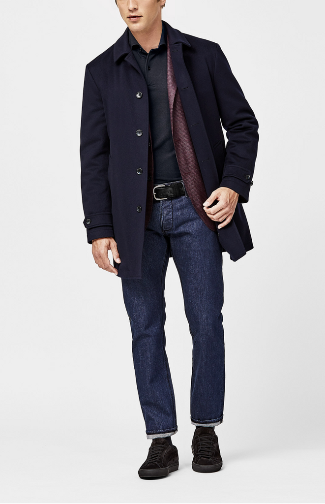 Loro Piana RAIN SYSTEM Navy Blue Pure Fine Wool Brushed Twill