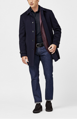 Loro Piana RAIN SYSTEM Navy Blue Pure Fine Wool Brushed Twill