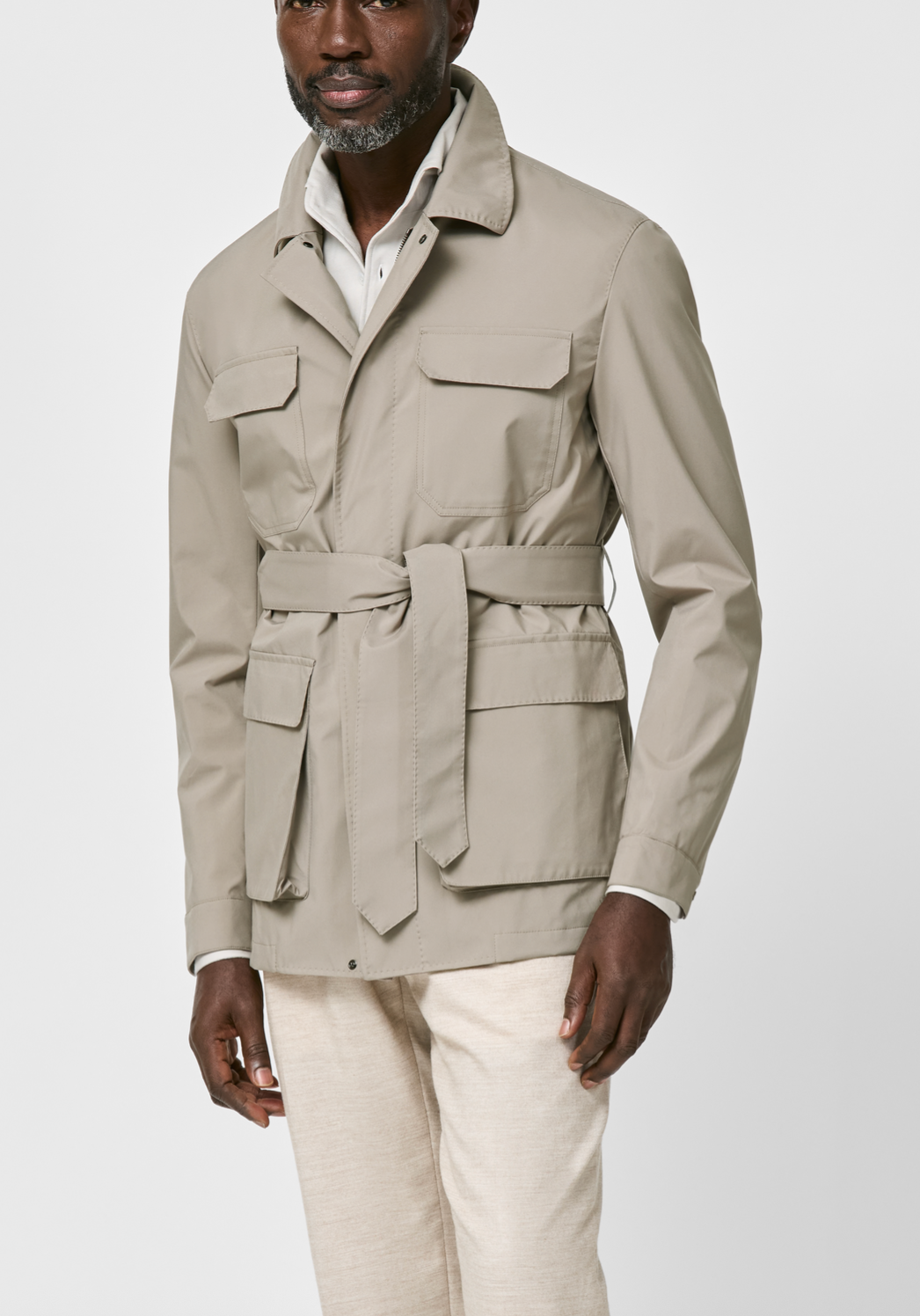 Olmetex Taupe Bonded Water-Repellent Technical Lightweight Informal Utility Jacket
