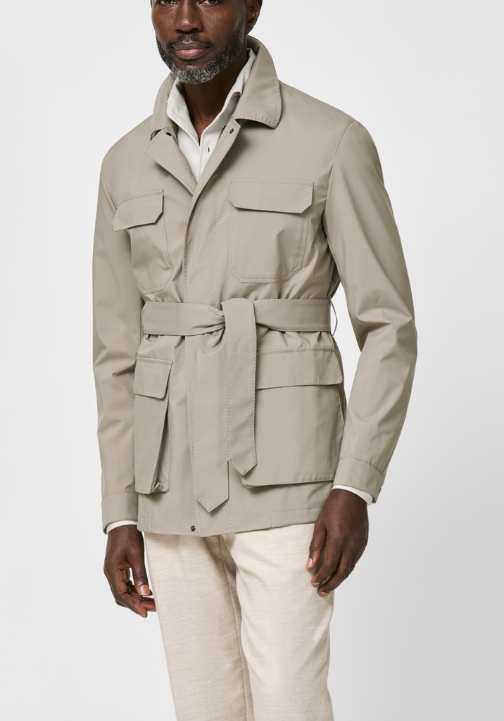 Olmetex Taupe Bonded Water-Repellent Technical Lightweight Informal Utility Jacket