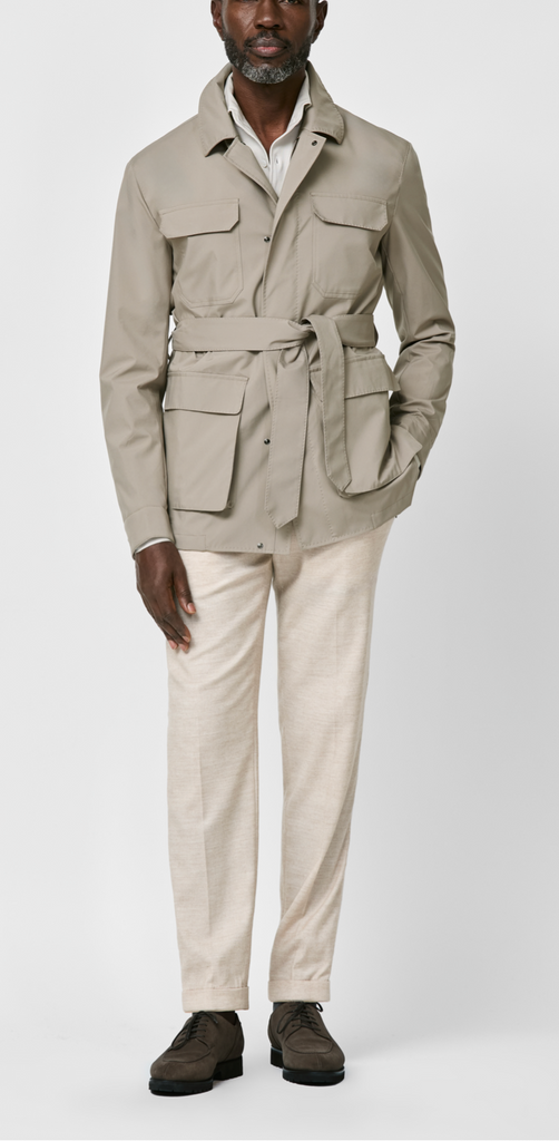 Olmetex Taupe Bonded Water-Repellent Technical Lightweight Informal Utility Jacket