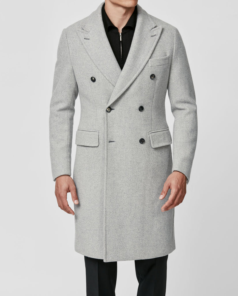 Drago Light Grey Mélange Wool & Cashmere Twill