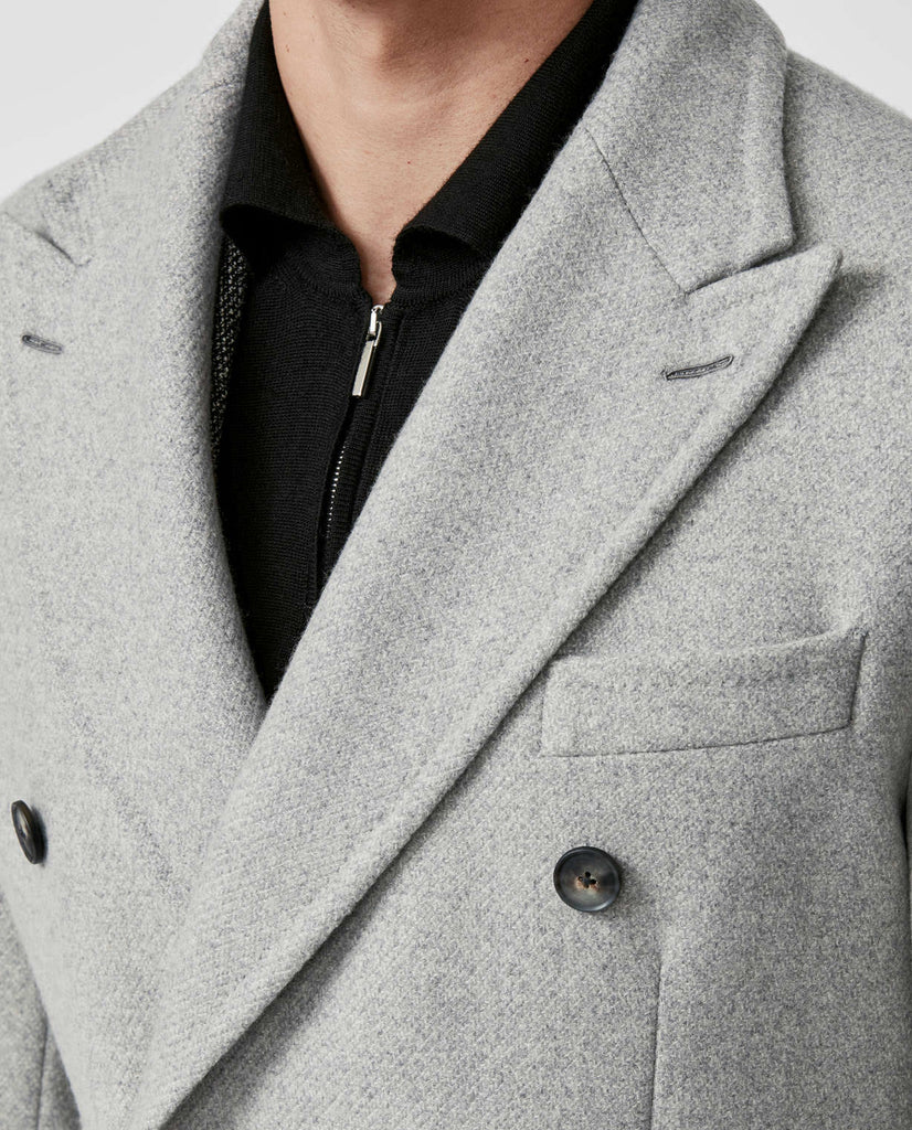 Drago Light Grey Mélange Wool & Cashmere Twill