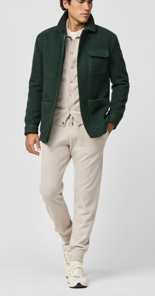 Ricciarini Bottle Green Casentino Wool Two-Way Zip Informal Jacket