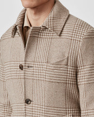Drago Beige Wool & Cashmere with Tan Glencheck