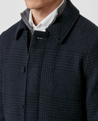 Drago Navy Blue Wool & Cashmere with Black Glencheck