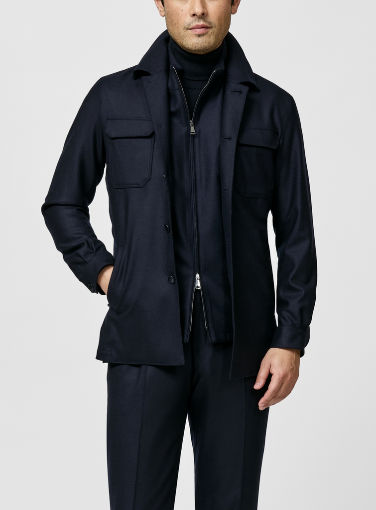 Olmetex Midnight Blue Stretch Unconstructed Bonded Water-Repellent Lightweight Windbreaker