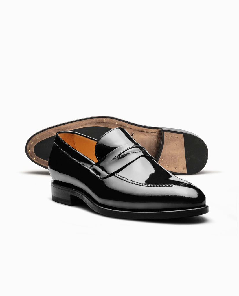 Black Patent Calf Blake Tuxedo Penny Loafers