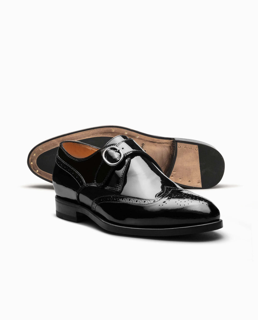 Black Patent Calf Blake Tuxedo Brogue Single Monks