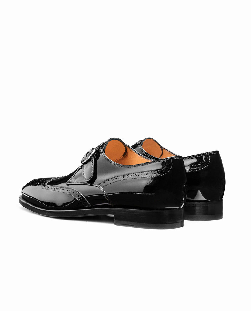 Black Patent Calf Blake Tuxedo Brogue Single Monks