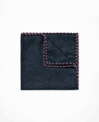 Pocket Square Blue Cotton Flannel Light Pink Handstitched