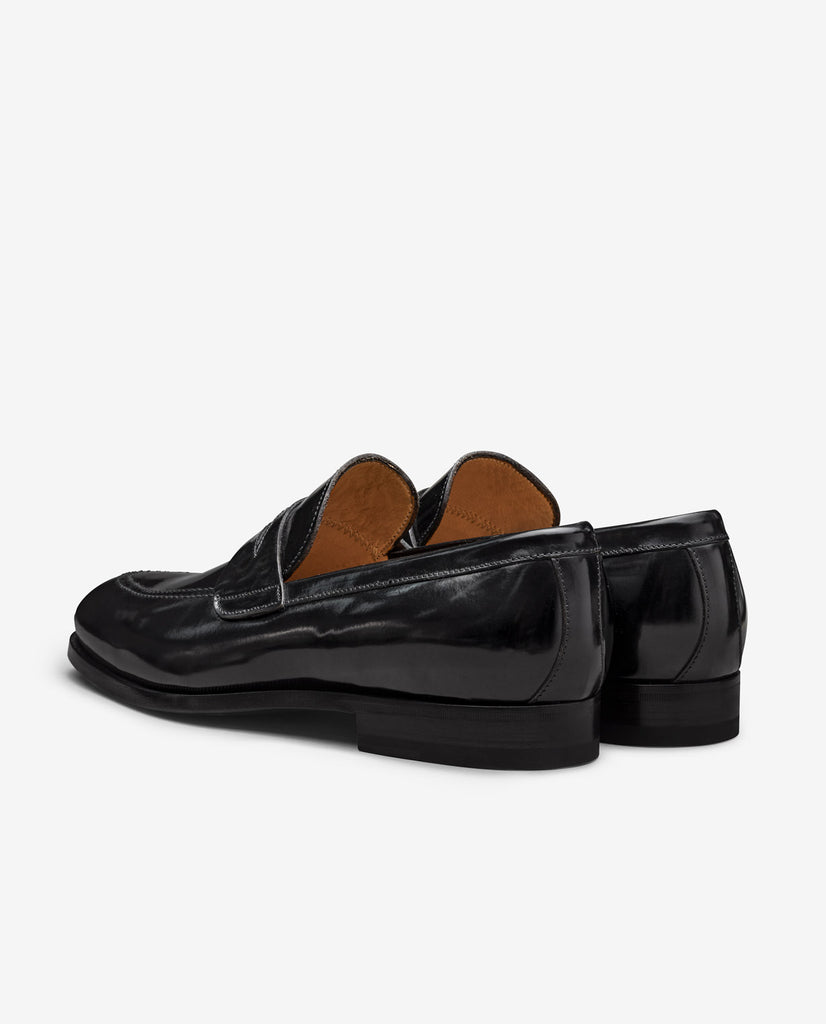Black Polished Antique Blake Penny Loafers