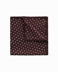 Pocket Square Canepa di Como Pure Wool Burgundy Open Weave with Polka Dot