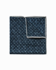 Pocket Square Canepa di Como Pure Wool Navy Open Weave with Polka Dot