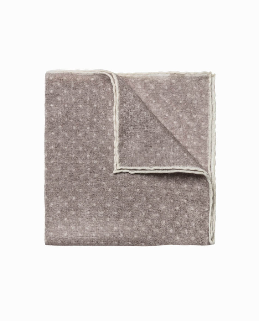 Pocket Square Canepa di Como Pure Wool Oatmeal Open Weave with Polka Dot