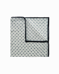 Pocket Square Canepa di Como Pure Wool White Open Weave with Navy Polka Dot