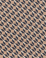 Pocket Square Carlo Pozzi Pure Silk Light Tan twill with White & Navy Blue Abstract Zigzag Design & Navy Blue Edges