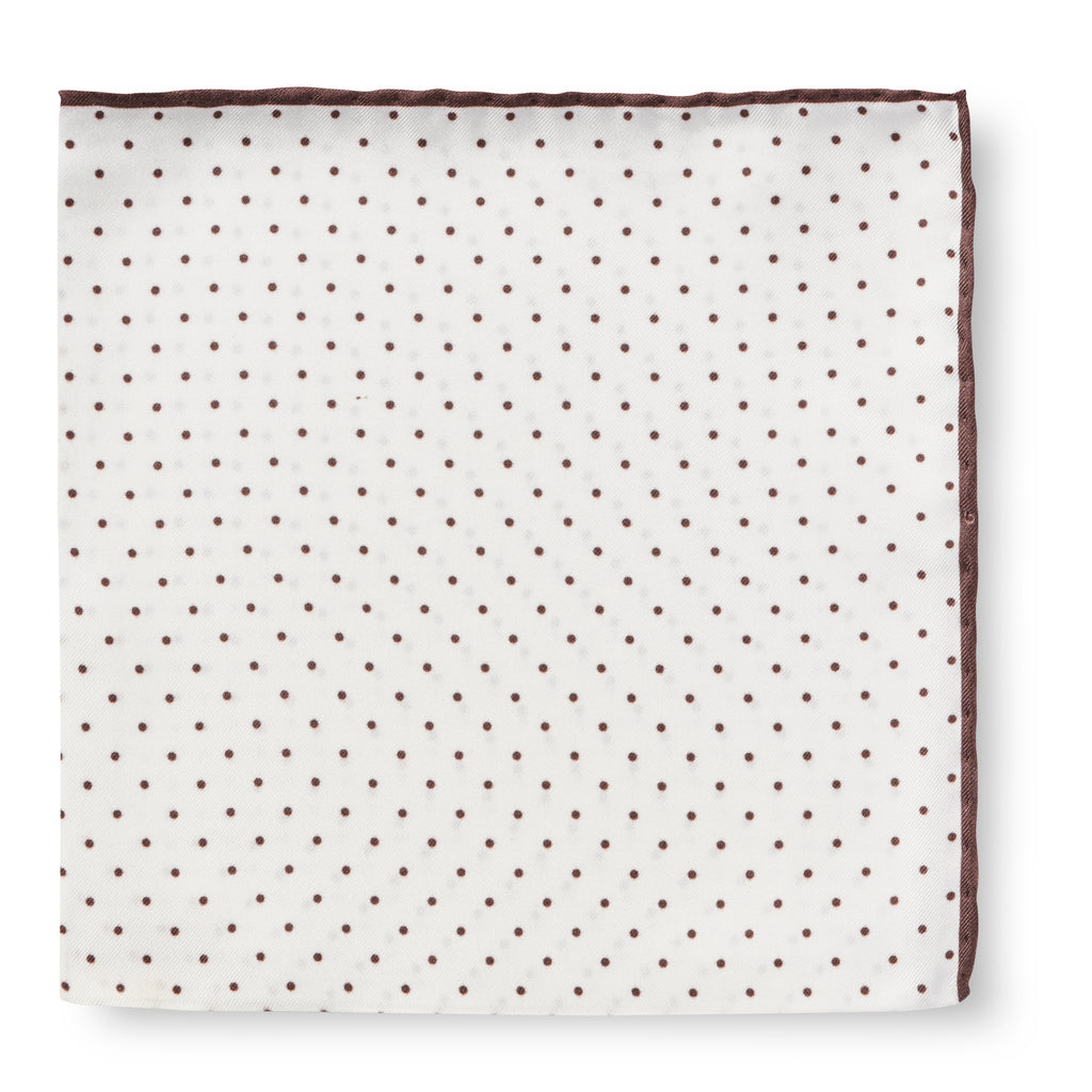White Silk - Dark Brown Polka Dot