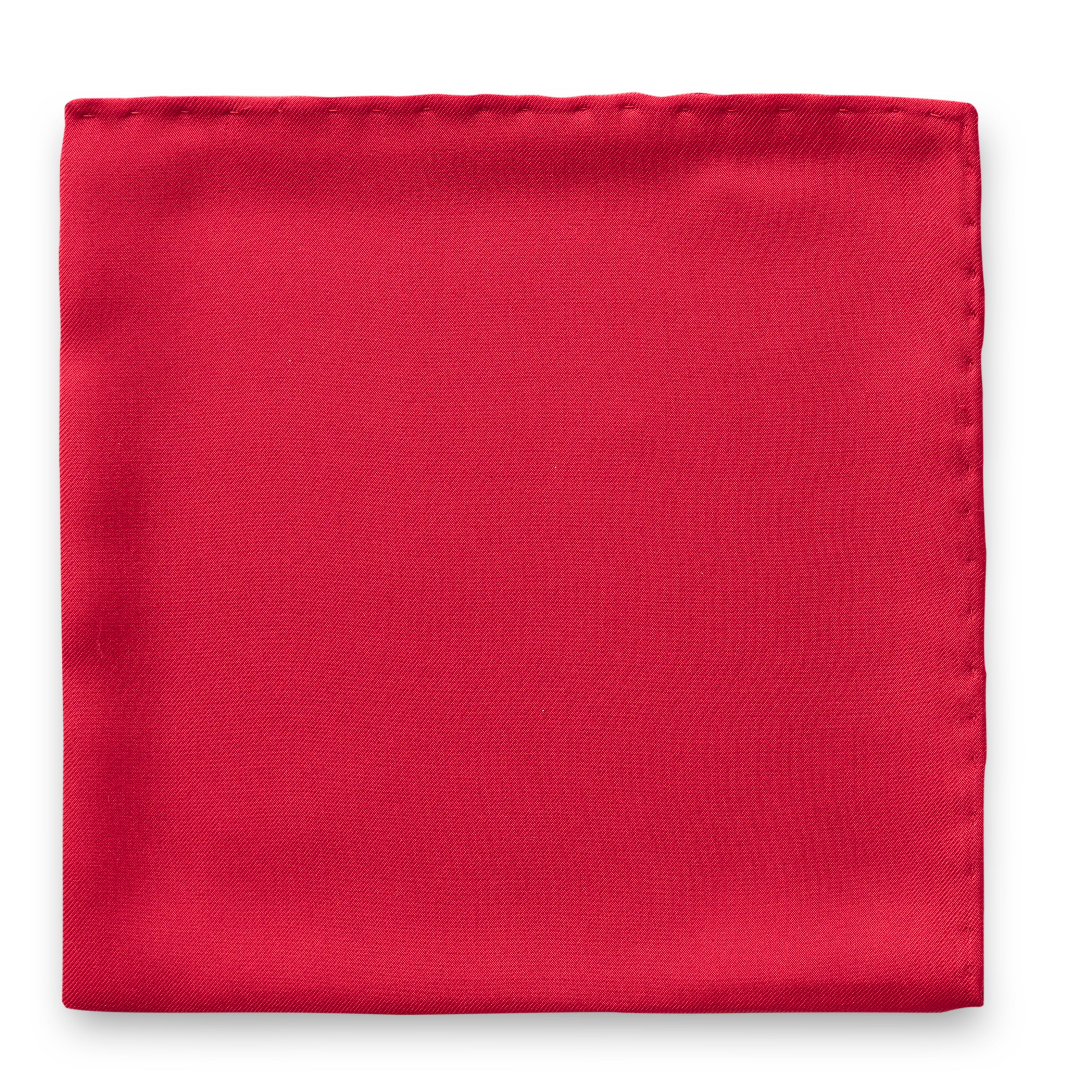 Pocket Square Bright Red Pure Silk Twill
