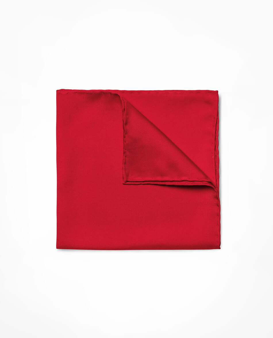 Pocket Square Bright Red Pure Silk Twill