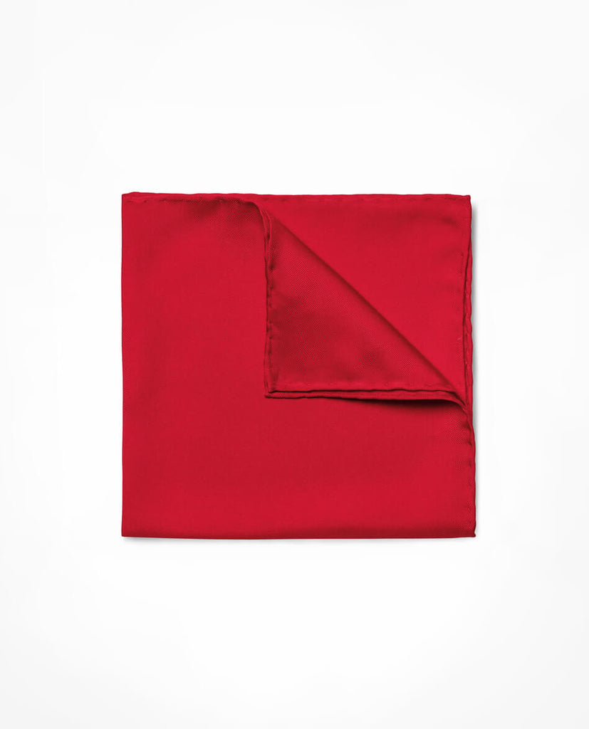 Pocket Square Bright Red Pure Silk Twill
