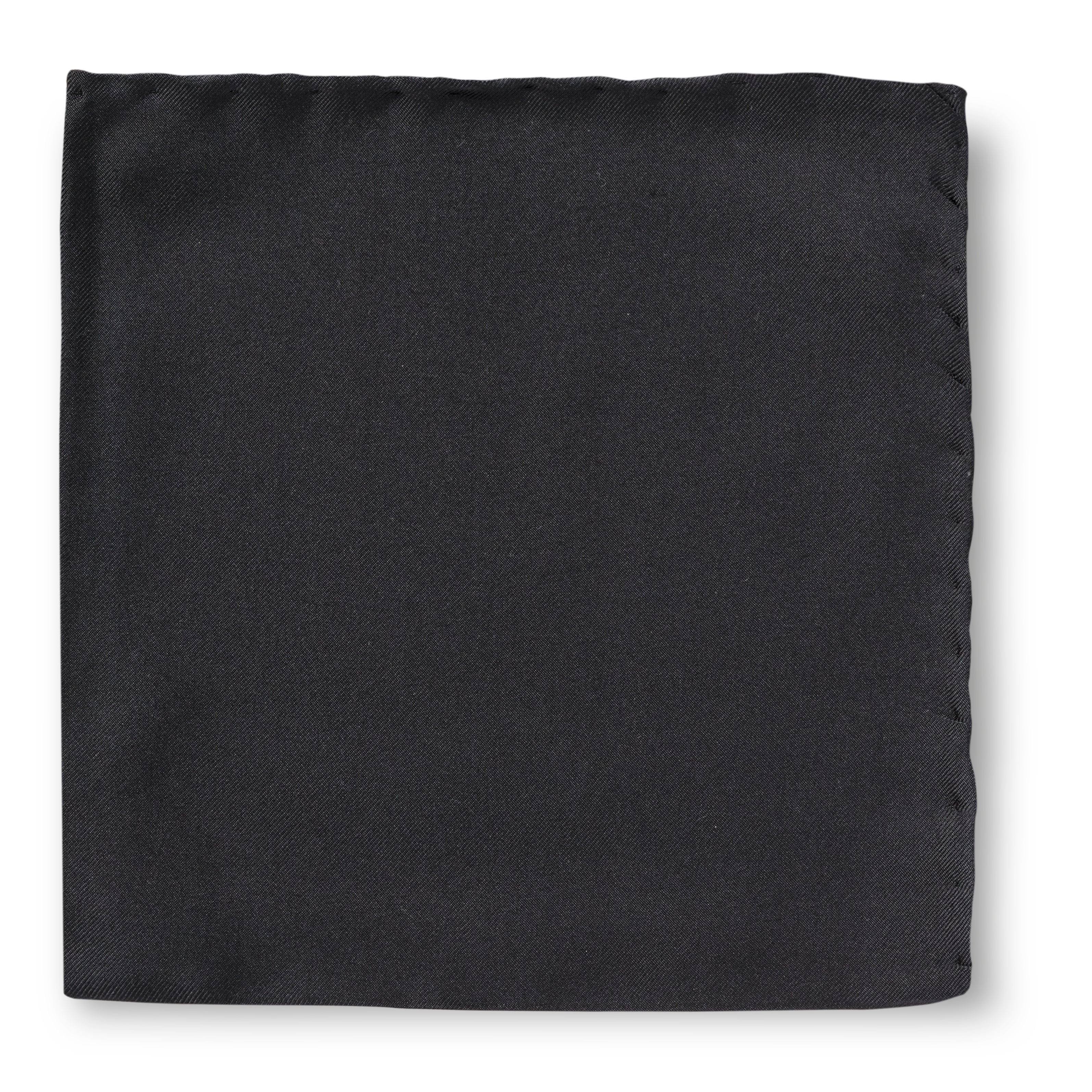 Pocket Square Black Pure Silk Plain