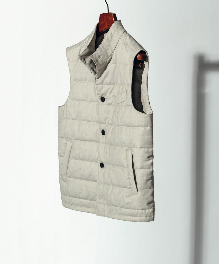 Vest / Bodywarmer Barberis Canonico Taupe Natural Stretch S120 Wool Flannel