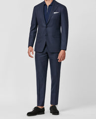 Barberis Canonico 'Revenge Collection' S150 Doppio Ritorto Merino Wool Dark Blue Two Tone Birdseye