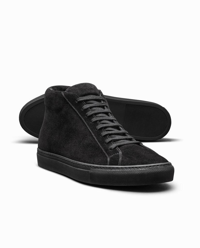 Black Suede Mid-Top Sneakers