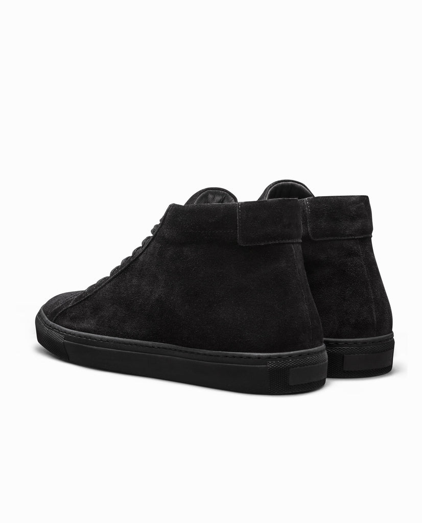 Black Suede Mid-Top Sneakers