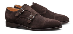 Suede Dark Brown Formal Round Blake Double Monk