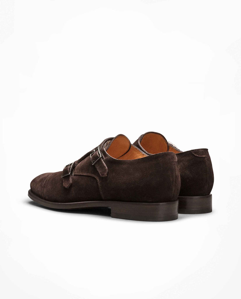 Suede Dark Brown Formal Round Blake Double Monk