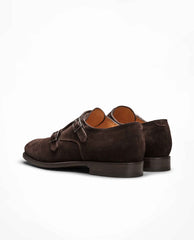 Suede Dark Brown Formal Round Blake Double Monk