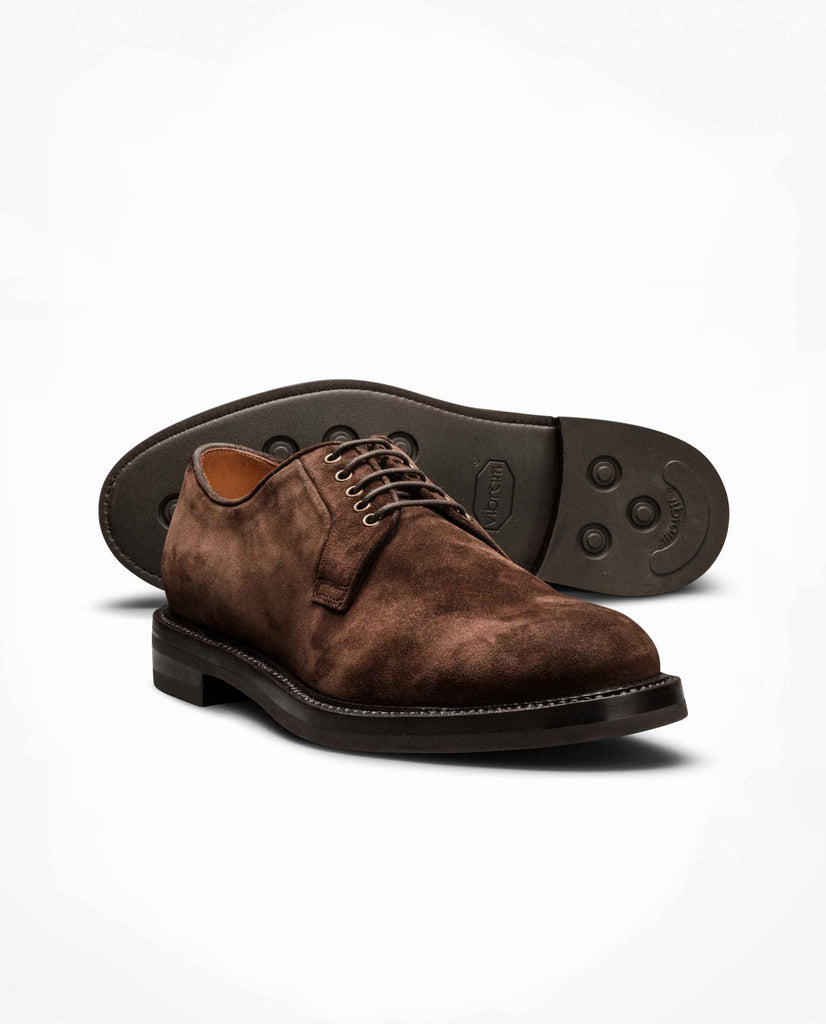 Chocolate Brown Suede Plain Tip Blake Vibram Bluchers