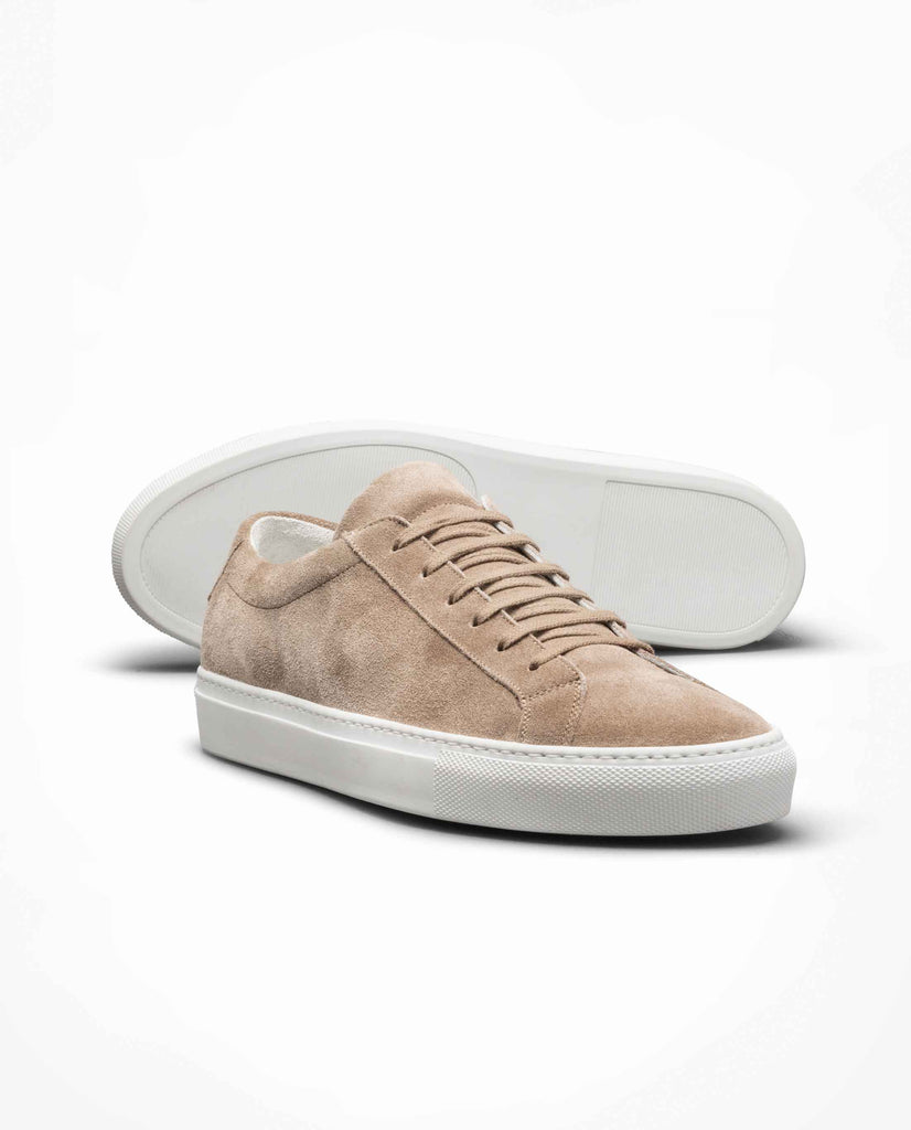 Camel Suede Low-Top Sneakers