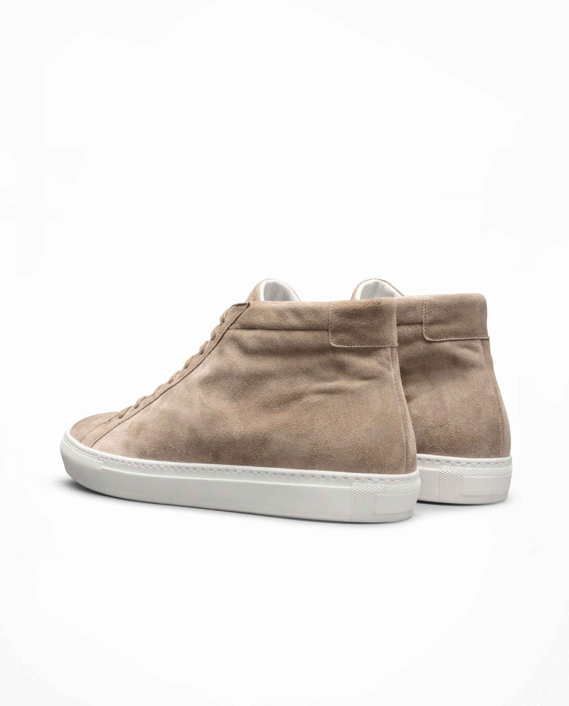 Camel Suede Mid-Top Sneakers