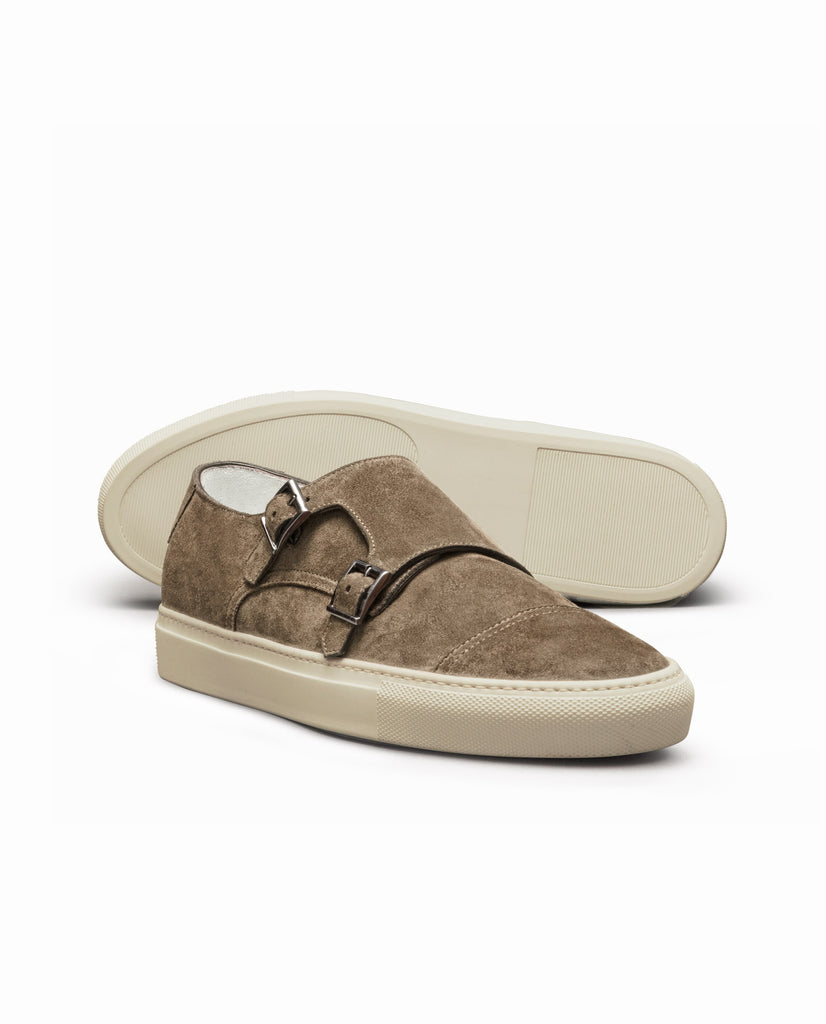 Taupe Suede Double-Monk Sneakers