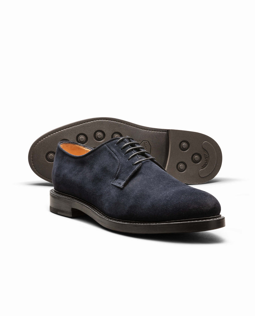 Dark Blue Suede Plain Tip Blake Vibram Bluchers