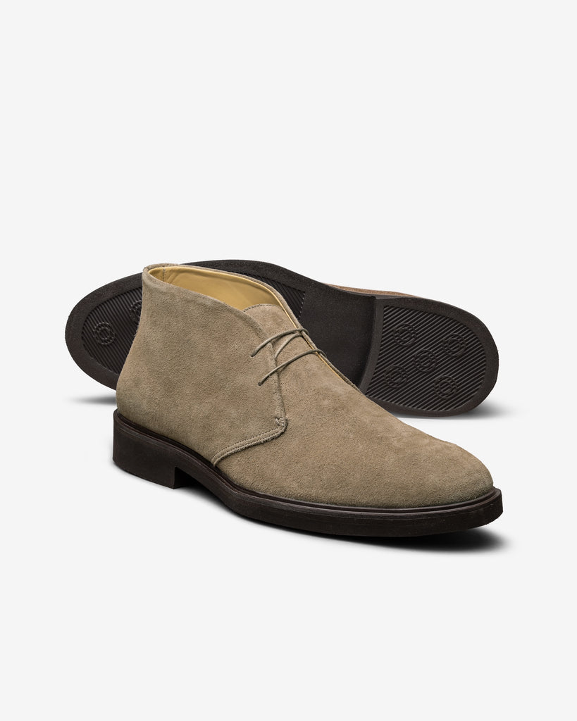 Contemporary Round Chukka Boots Suede Light Taupe