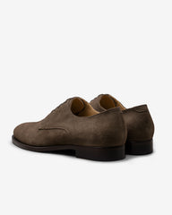 Dark Brown Suede Plain Tip Derbies Formal Round