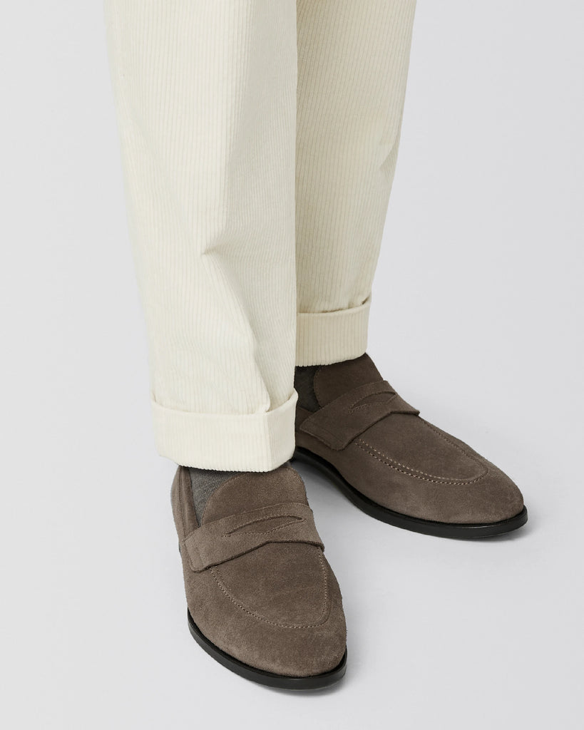 Formal Round Penny Loafer Suede Tobacco